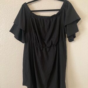 Elegant Black Off-Shoulder Midi Dress